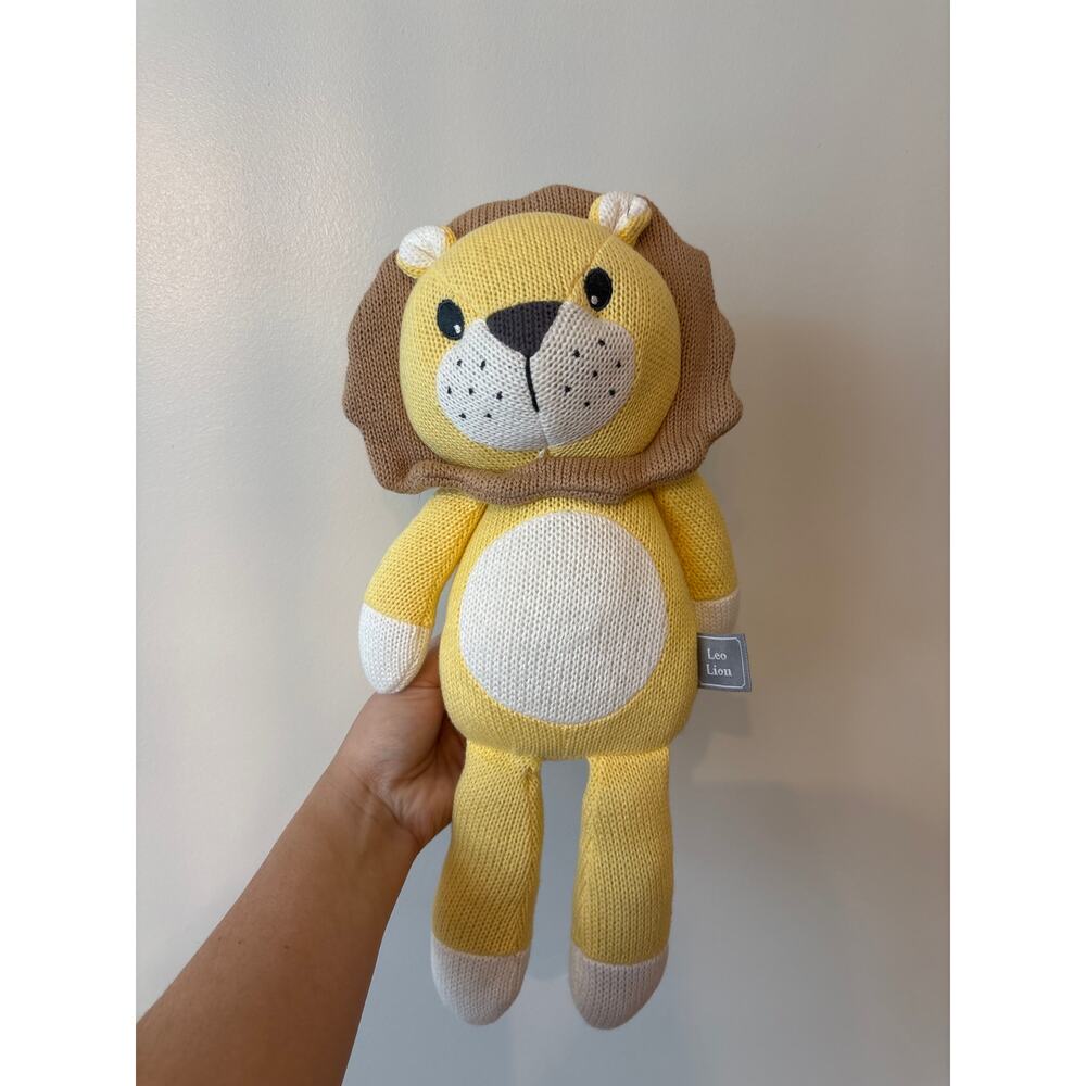 Leo the Lion Living Textiles Baby Knitted Stuffed Animal Rattle Plush Nursery